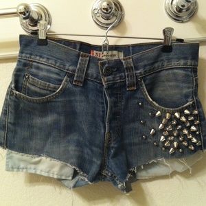 LF Studded denim cutoffs
